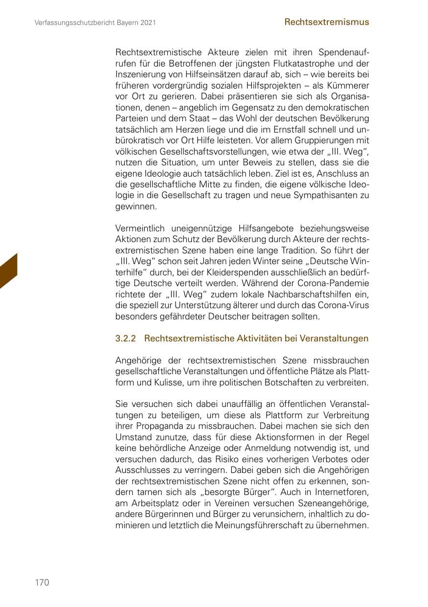 Seite 170 des Verfassungsschutzbericht 2021 Bayern