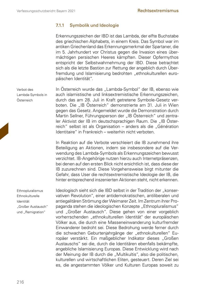 Seite 216 des Verfassungsschutzbericht 2021 Bayern