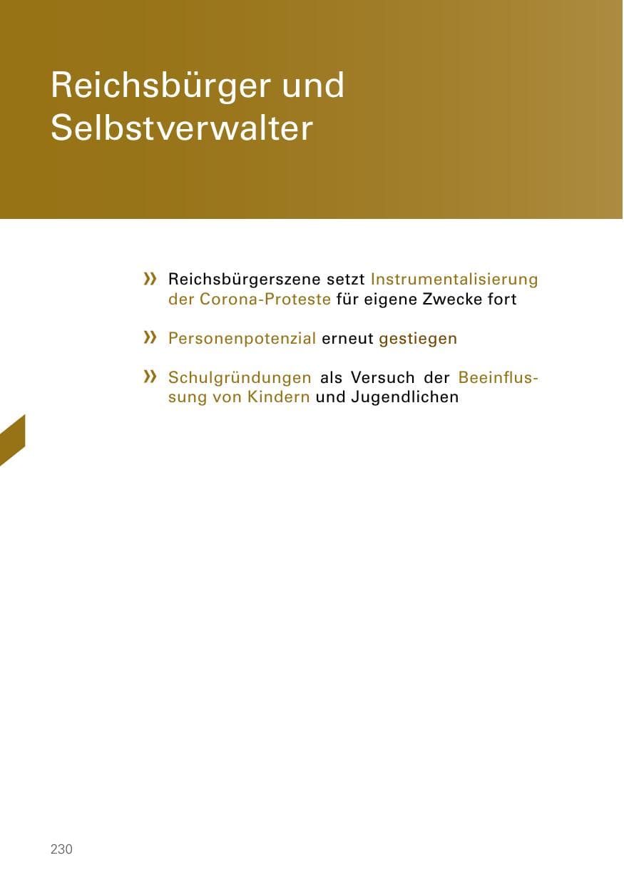 Seite 230 des Verfassungsschutzbericht 2021 Bayern