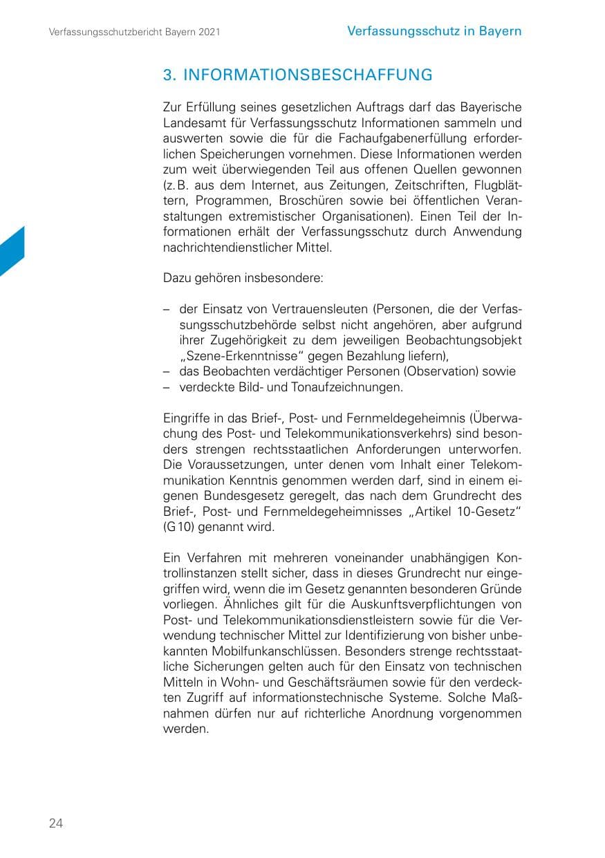 Seite 24 des Verfassungsschutzbericht 2021 Bayern