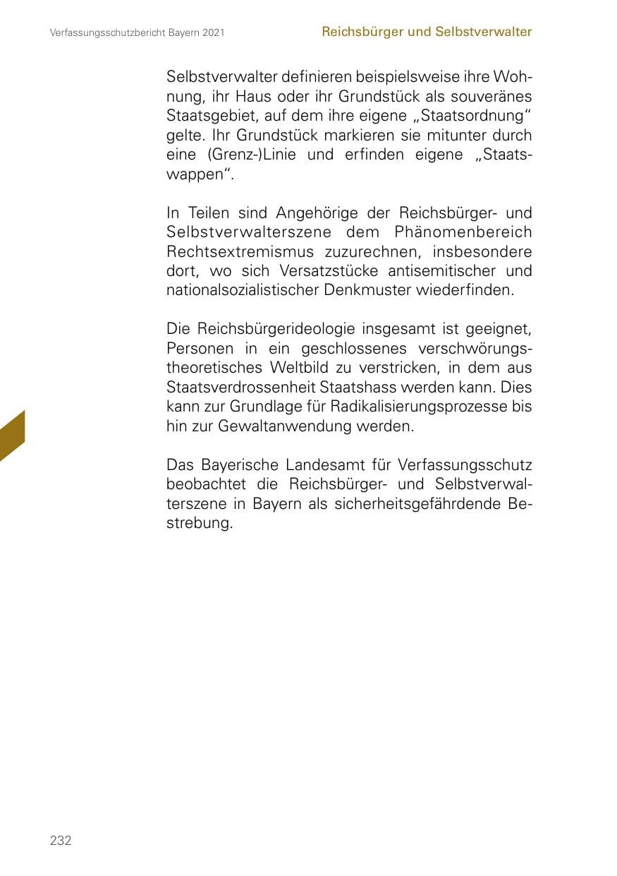 Seite 232 des Verfassungsschutzbericht 2021 Bayern