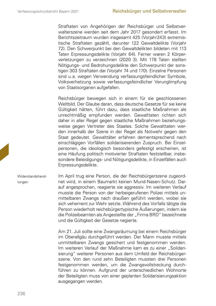 Seite 236 des Verfassungsschutzbericht 2021 Bayern