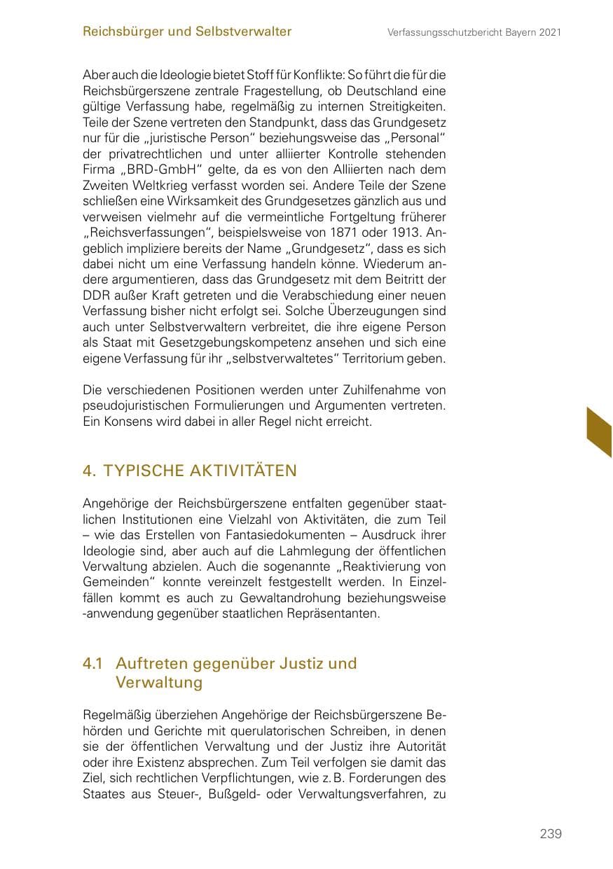 Seite 239 des Verfassungsschutzbericht 2021 Bayern