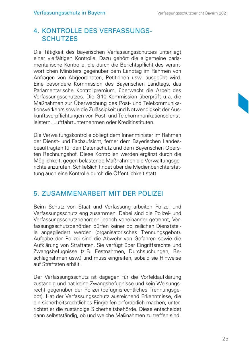 Seite 25 des Verfassungsschutzbericht 2021 Bayern