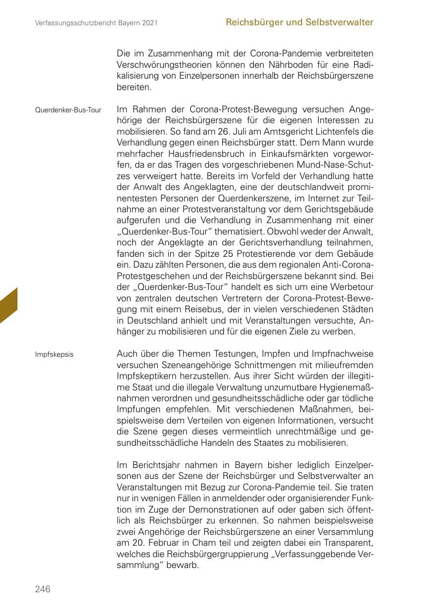 Seite 246 des Verfassungsschutzbericht 2021 Bayern