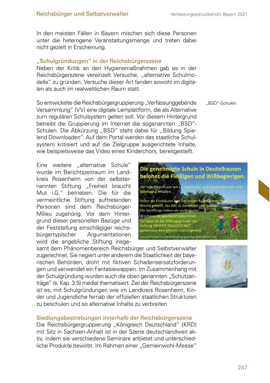 Seite 247 des Verfassungsschutzbericht 2021 Bayern