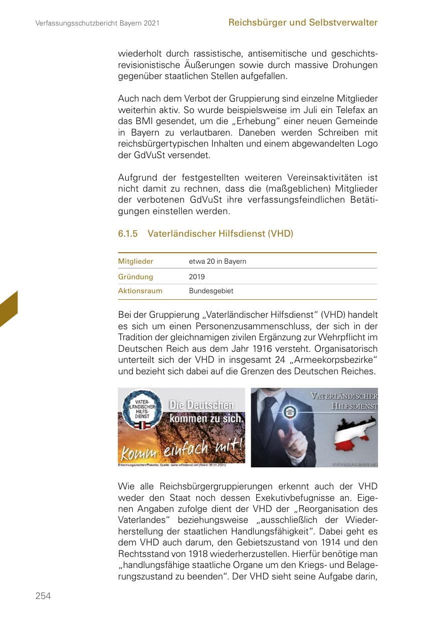 Seite 254 des Verfassungsschutzbericht 2021 Bayern