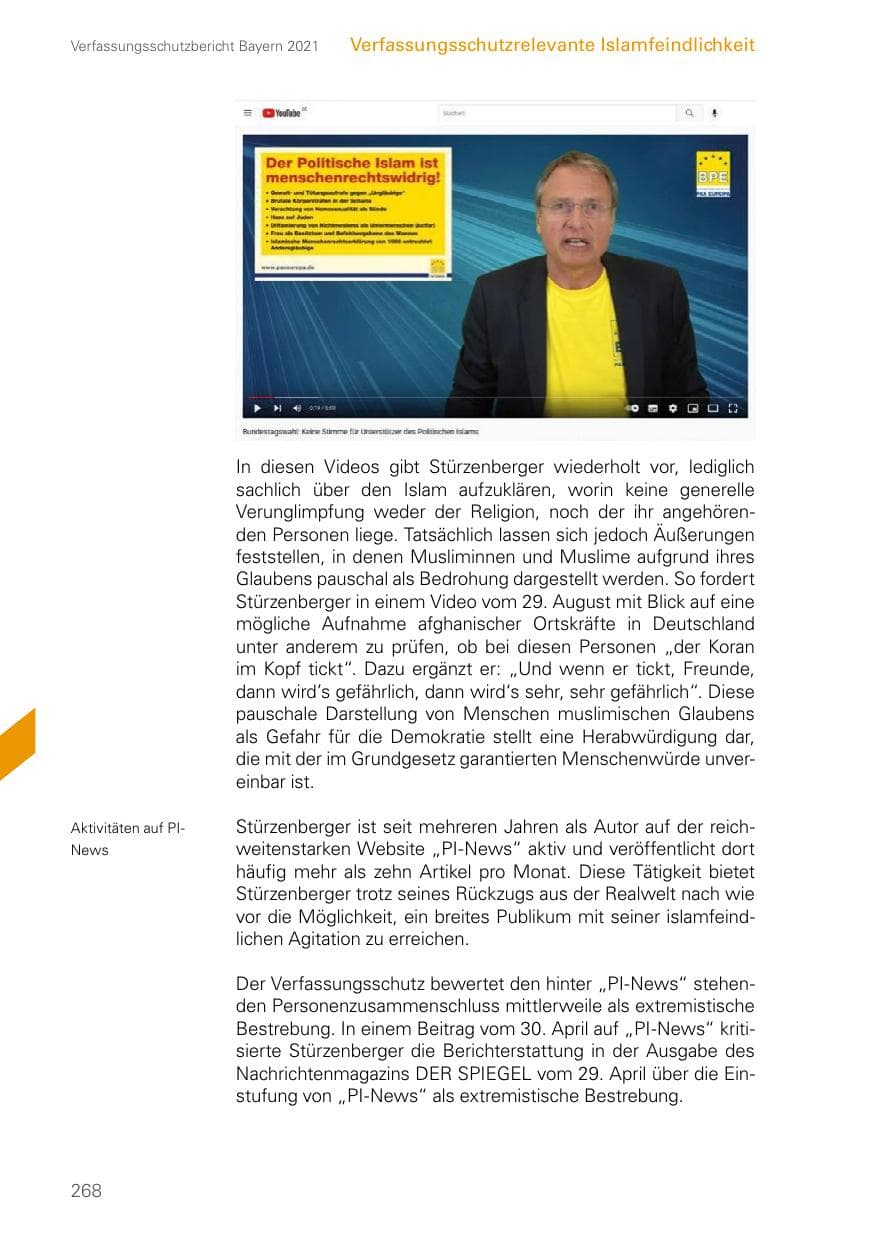 Seite 268 des Verfassungsschutzbericht 2021 Bayern