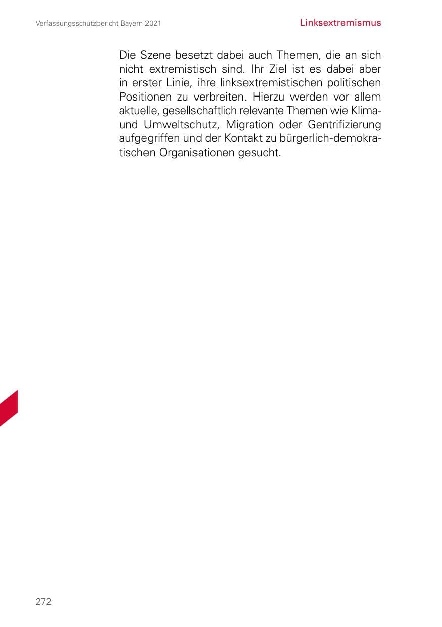 Seite 272 des Verfassungsschutzbericht 2021 Bayern