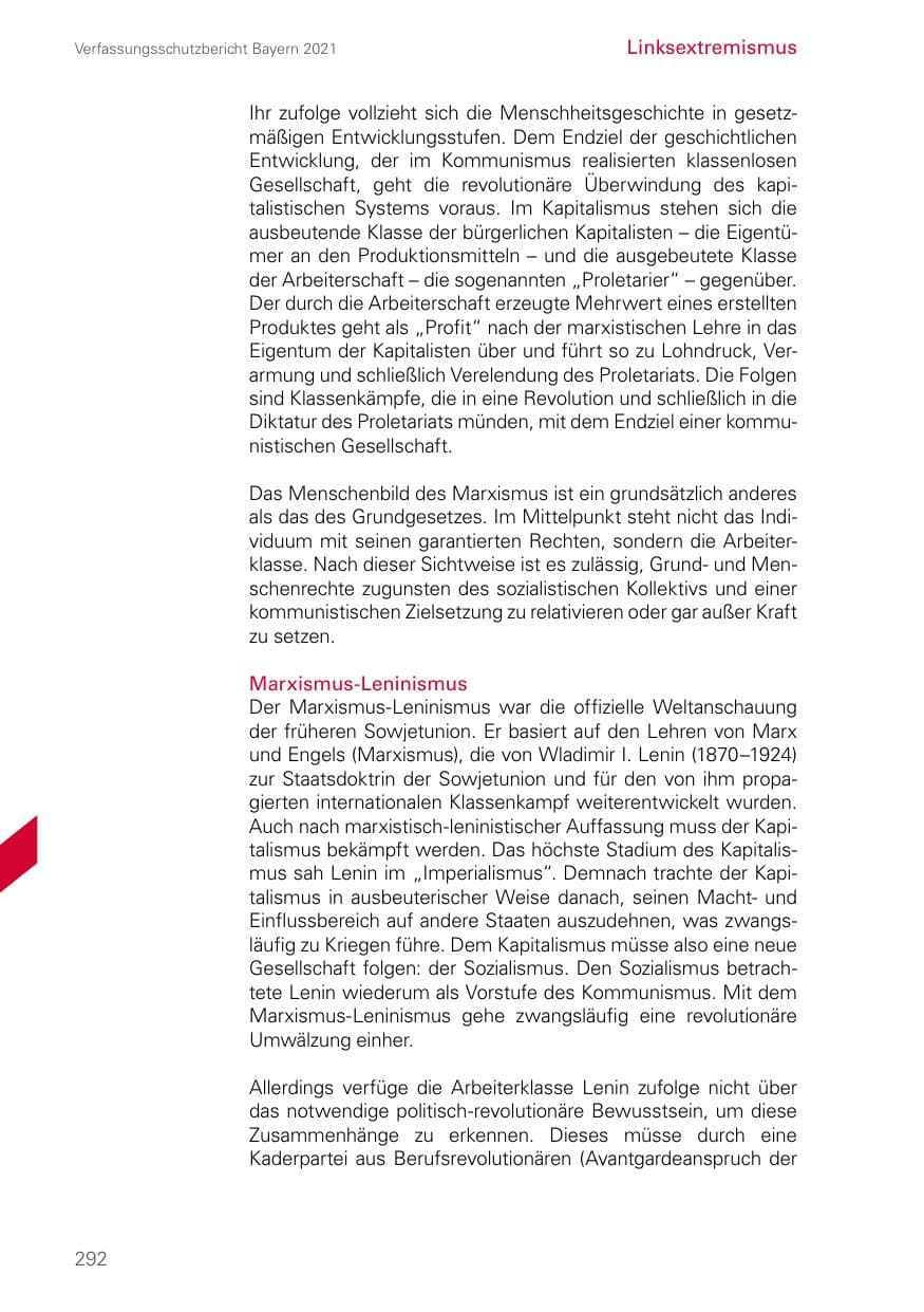 Seite 292 des Verfassungsschutzbericht 2021 Bayern