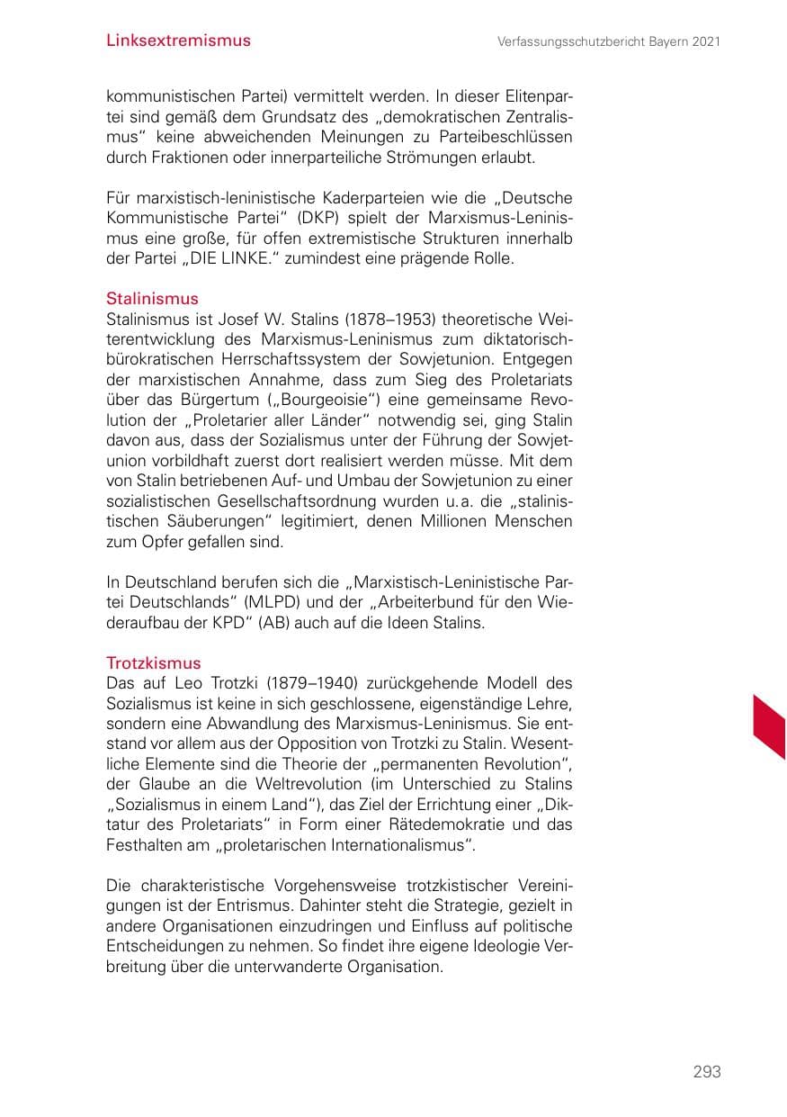 Seite 293 des Verfassungsschutzbericht 2021 Bayern