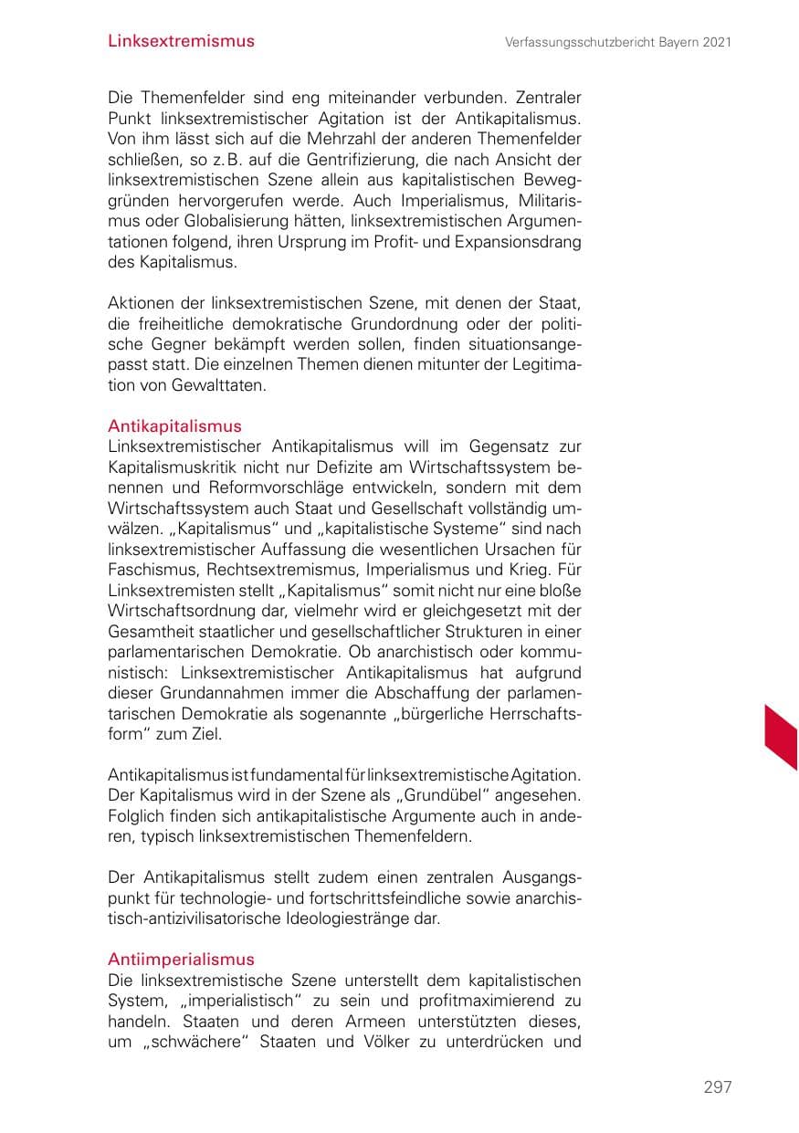 Seite 297 des Verfassungsschutzbericht 2021 Bayern