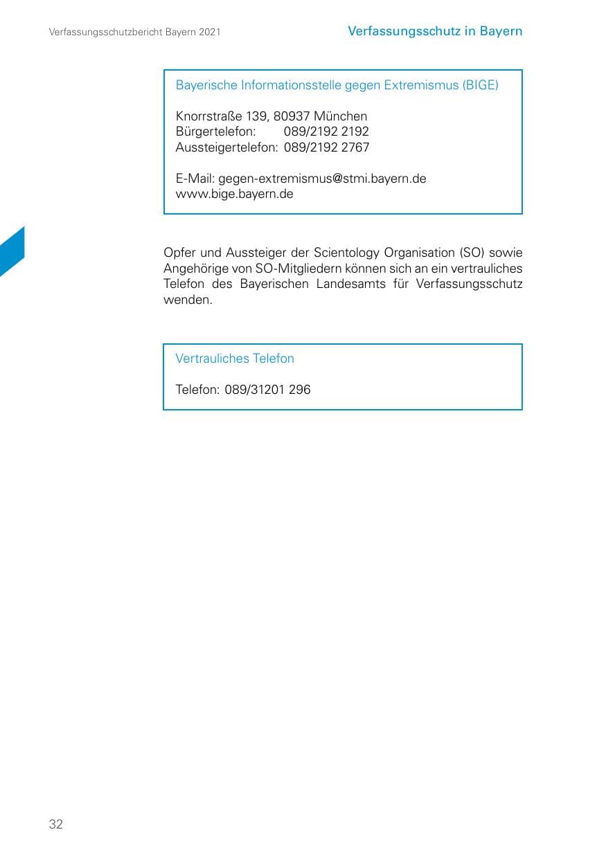 Seite 32 des Verfassungsschutzbericht 2021 Bayern