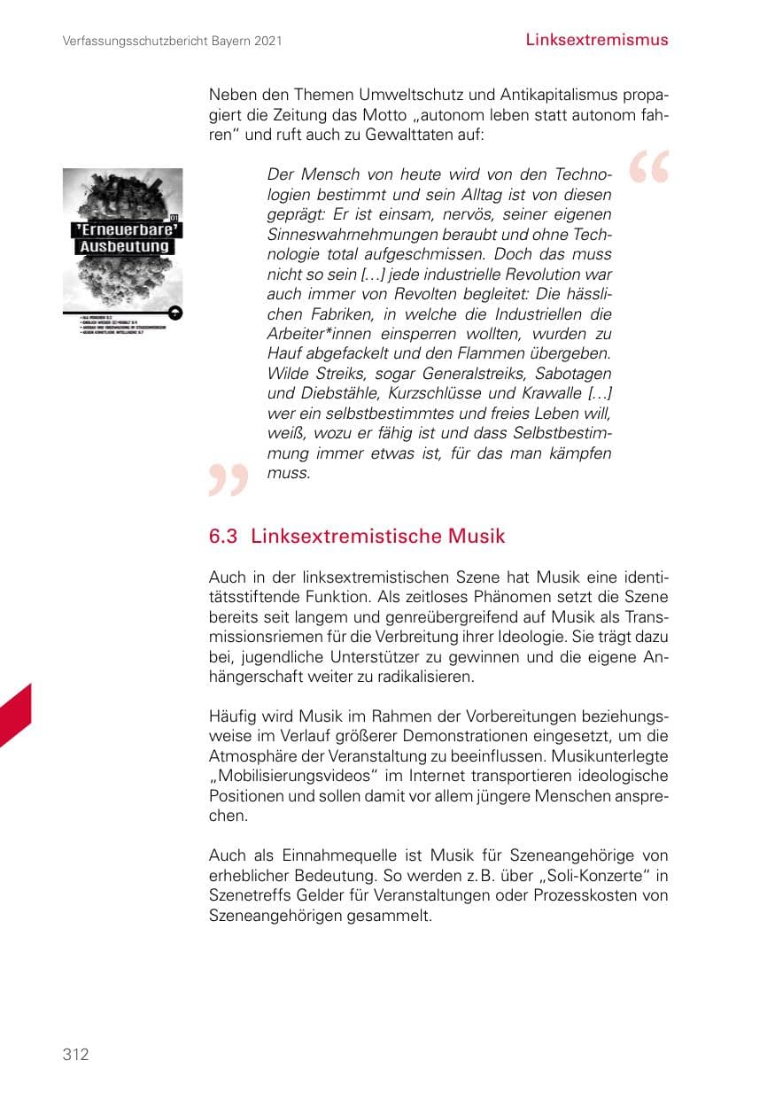 Seite 312 des Verfassungsschutzbericht 2021 Bayern
