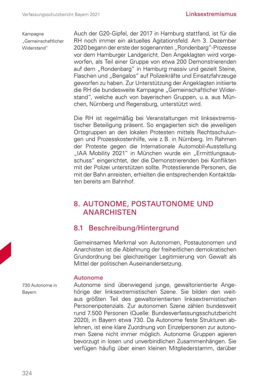Seite 324 des Verfassungsschutzbericht 2021 Bayern