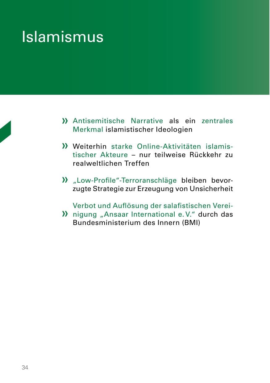 Seite 34 des Verfassungsschutzbericht 2021 Bayern