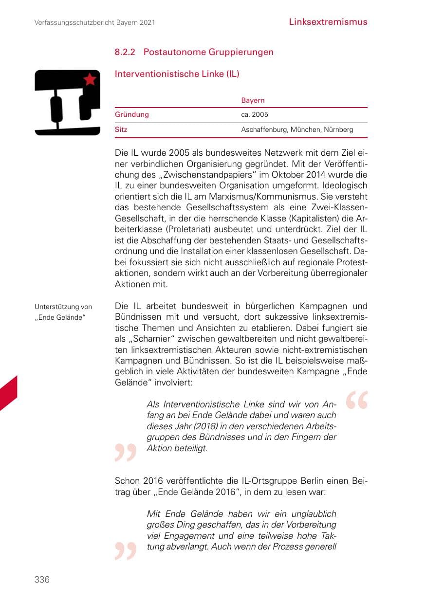 Seite 336 des Verfassungsschutzbericht 2021 Bayern