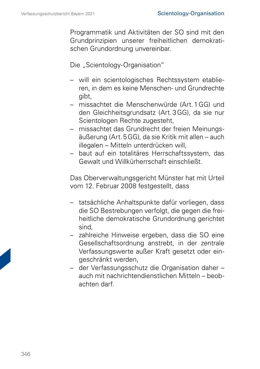 Seite 346 des Verfassungsschutzbericht 2021 Bayern