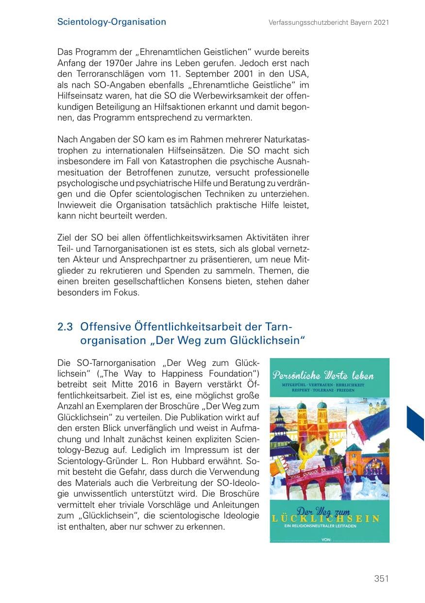 Seite 351 des Verfassungsschutzbericht 2021 Bayern
