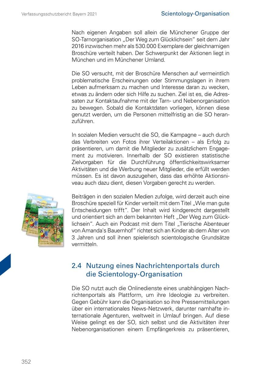 Seite 352 des Verfassungsschutzbericht 2021 Bayern