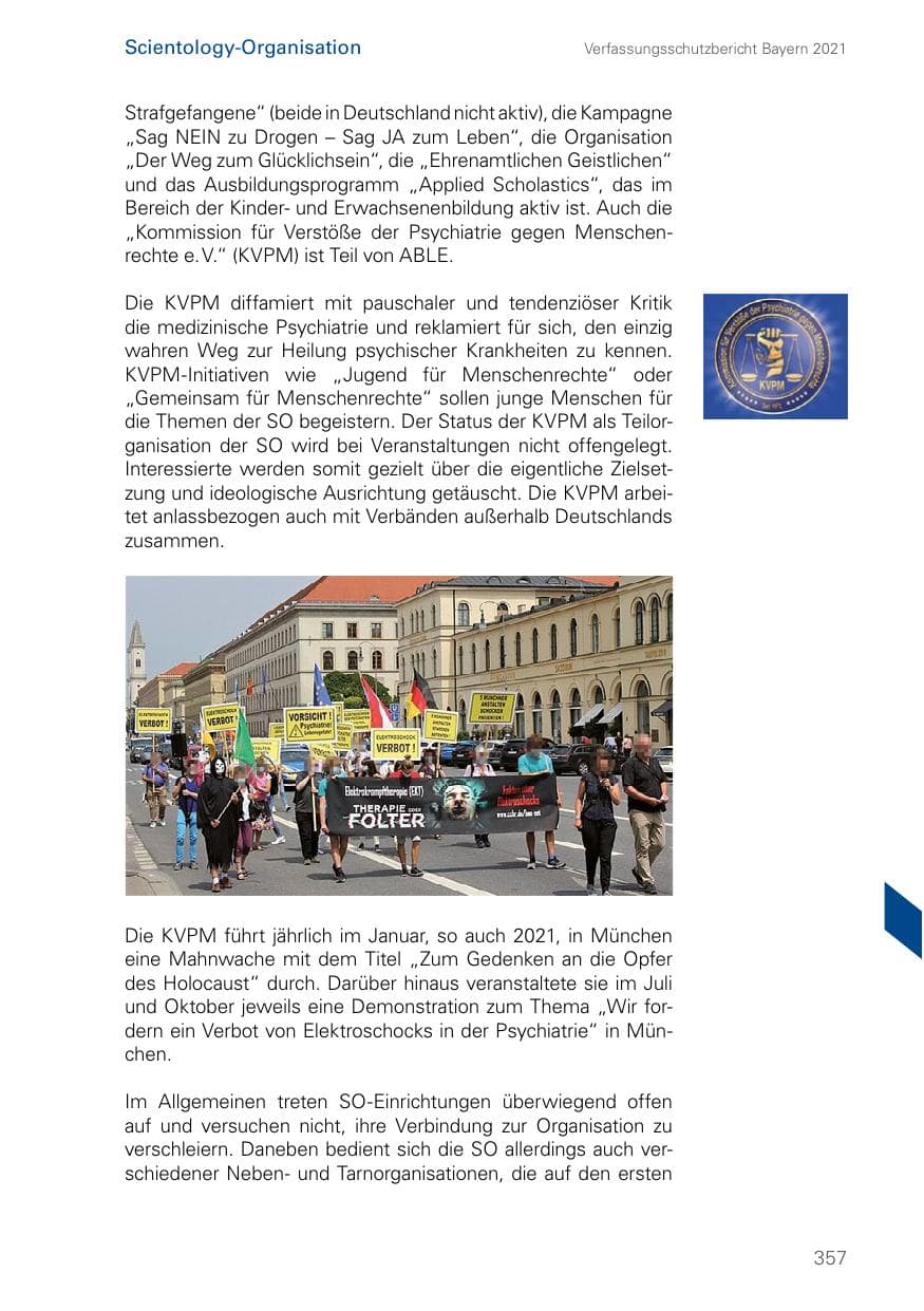 Seite 357 des Verfassungsschutzbericht 2021 Bayern