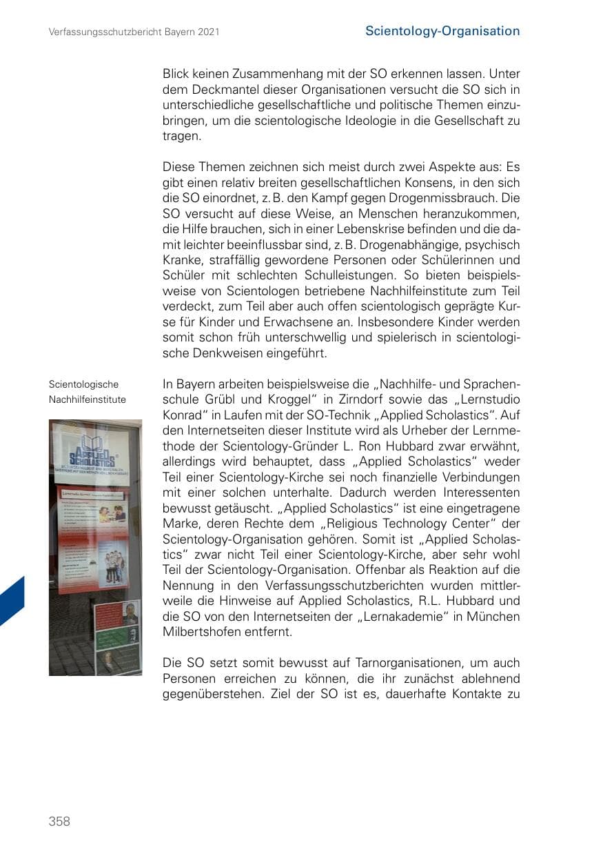 Seite 358 des Verfassungsschutzbericht 2021 Bayern