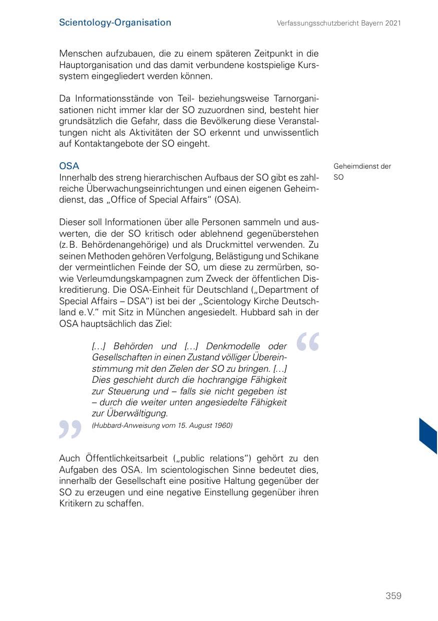 Seite 359 des Verfassungsschutzbericht 2021 Bayern