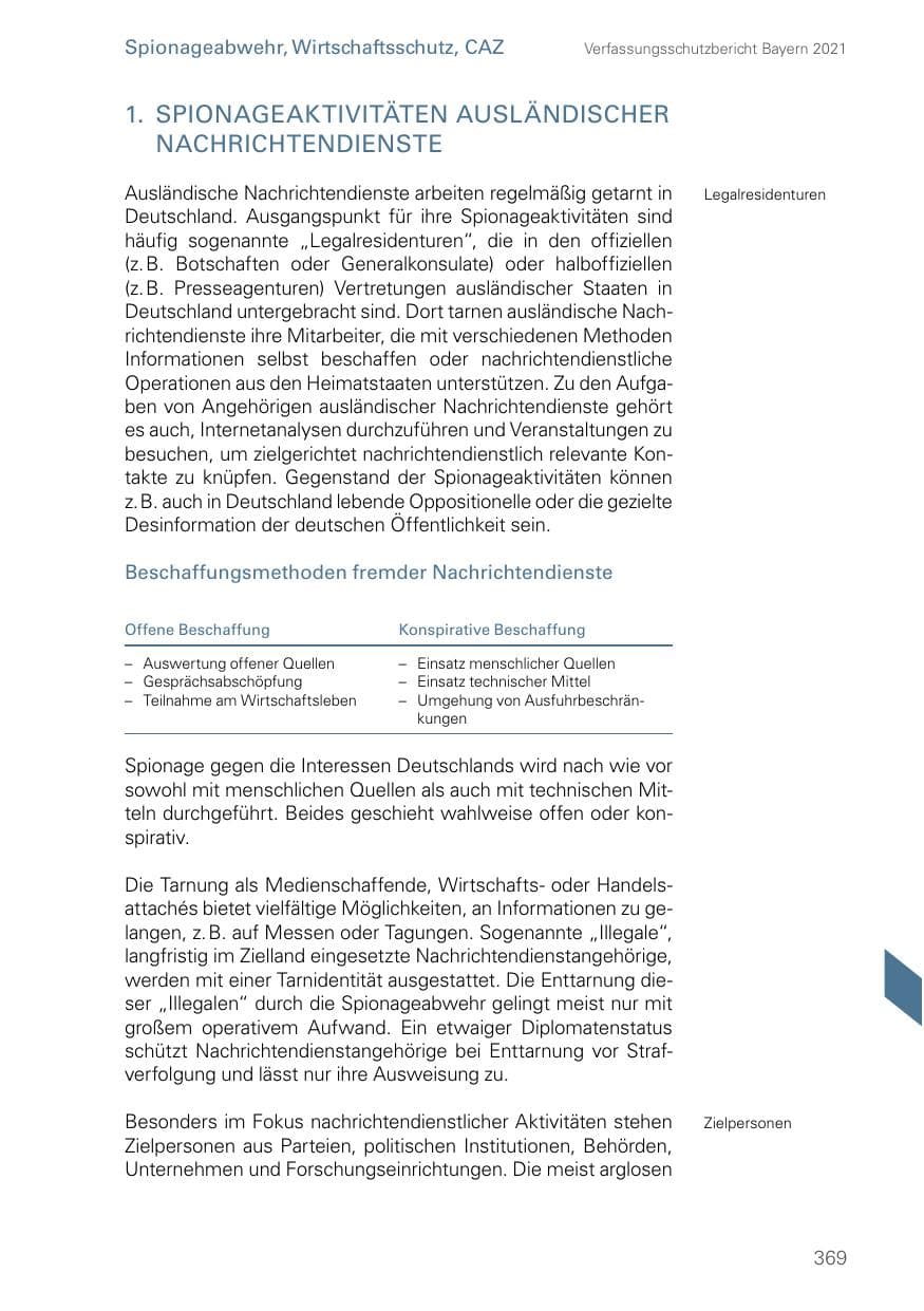 Seite 369 des Verfassungsschutzbericht 2021 Bayern