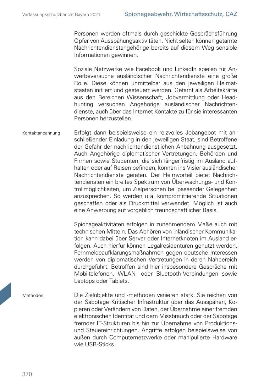 Seite 370 des Verfassungsschutzbericht 2021 Bayern