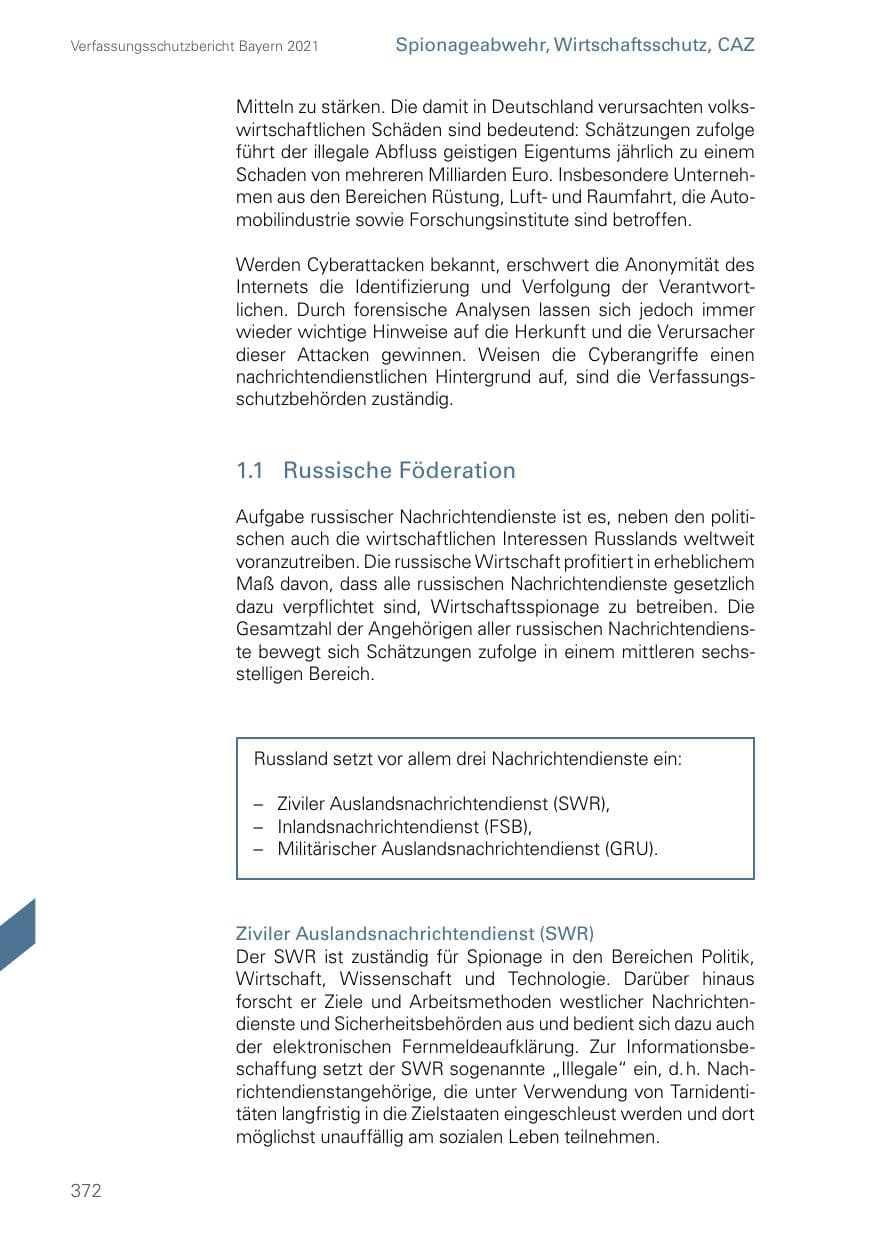 Seite 372 des Verfassungsschutzbericht 2021 Bayern
