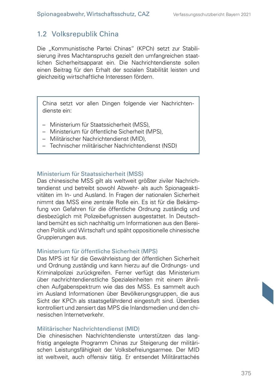Seite 375 des Verfassungsschutzbericht 2021 Bayern