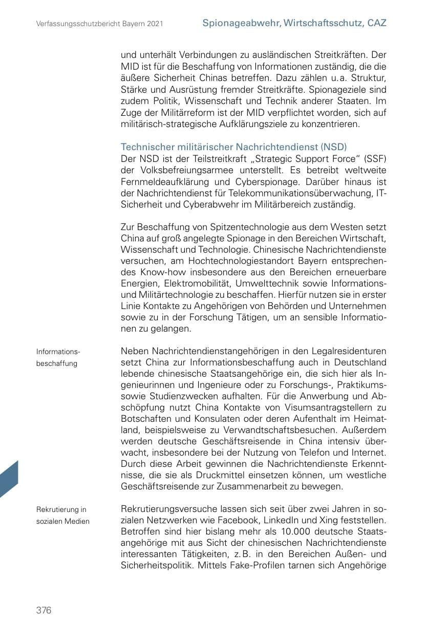 Seite 376 des Verfassungsschutzbericht 2021 Bayern
