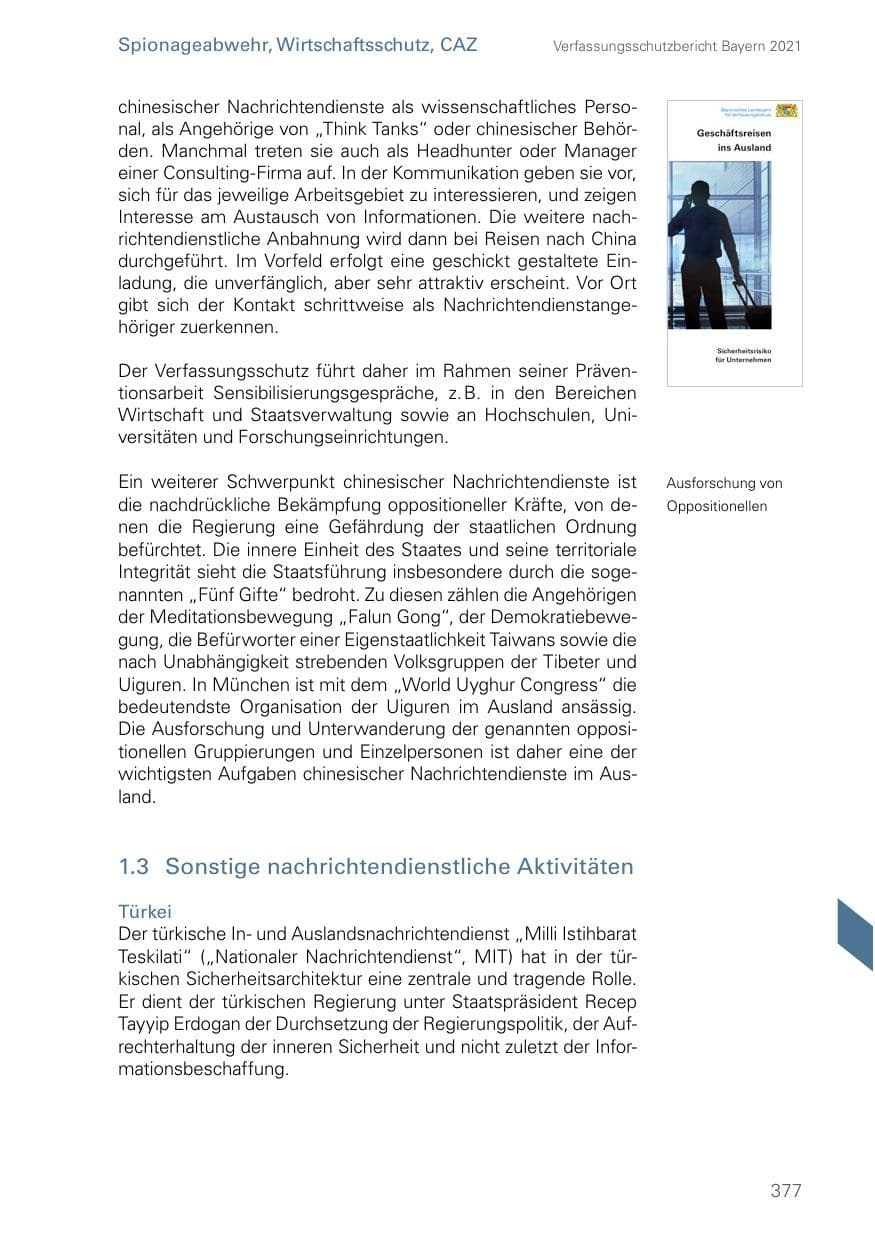 Seite 377 des Verfassungsschutzbericht 2021 Bayern