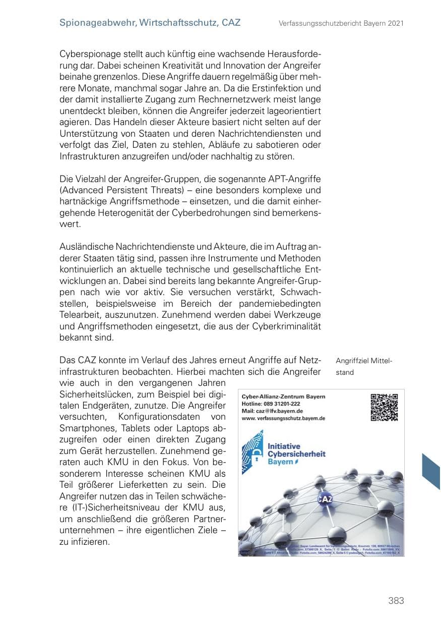 Seite 383 des Verfassungsschutzbericht 2021 Bayern