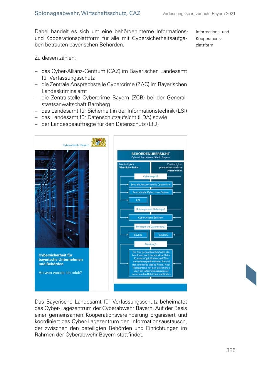 Seite 385 des Verfassungsschutzbericht 2021 Bayern