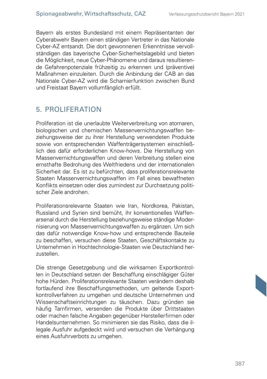 Seite 387 des Verfassungsschutzbericht 2021 Bayern