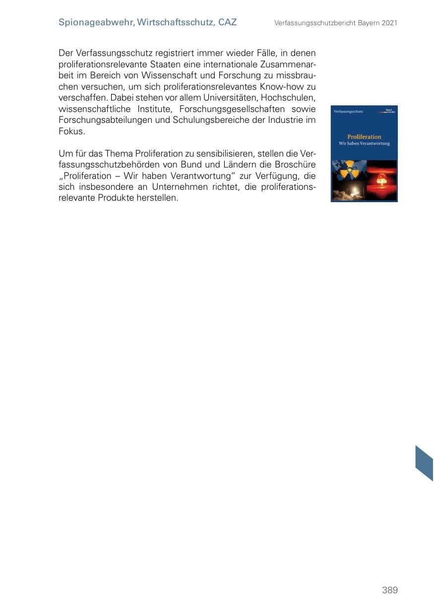 Seite 389 des Verfassungsschutzbericht 2021 Bayern