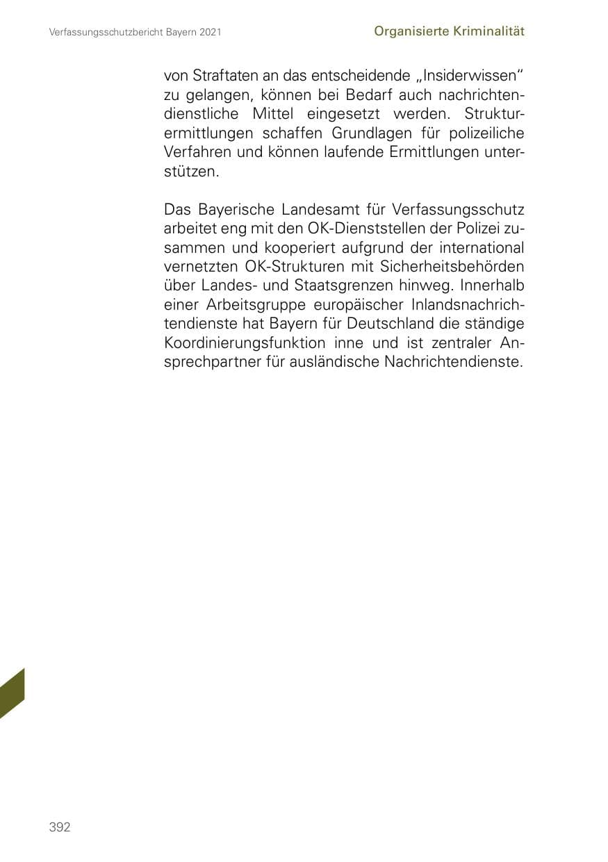 Seite 392 des Verfassungsschutzbericht 2021 Bayern