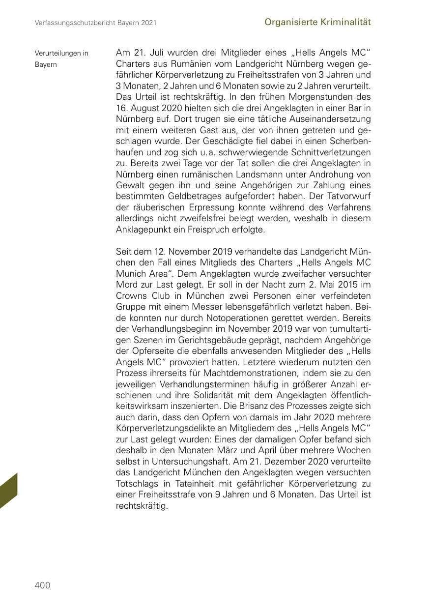Seite 400 des Verfassungsschutzbericht 2021 Bayern