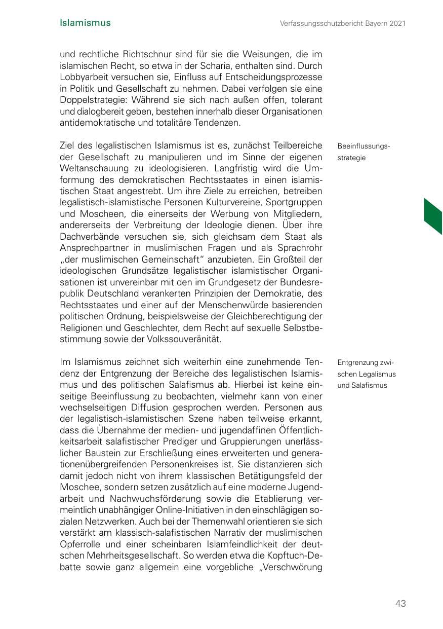 Seite 43 des Verfassungsschutzbericht 2021 Bayern