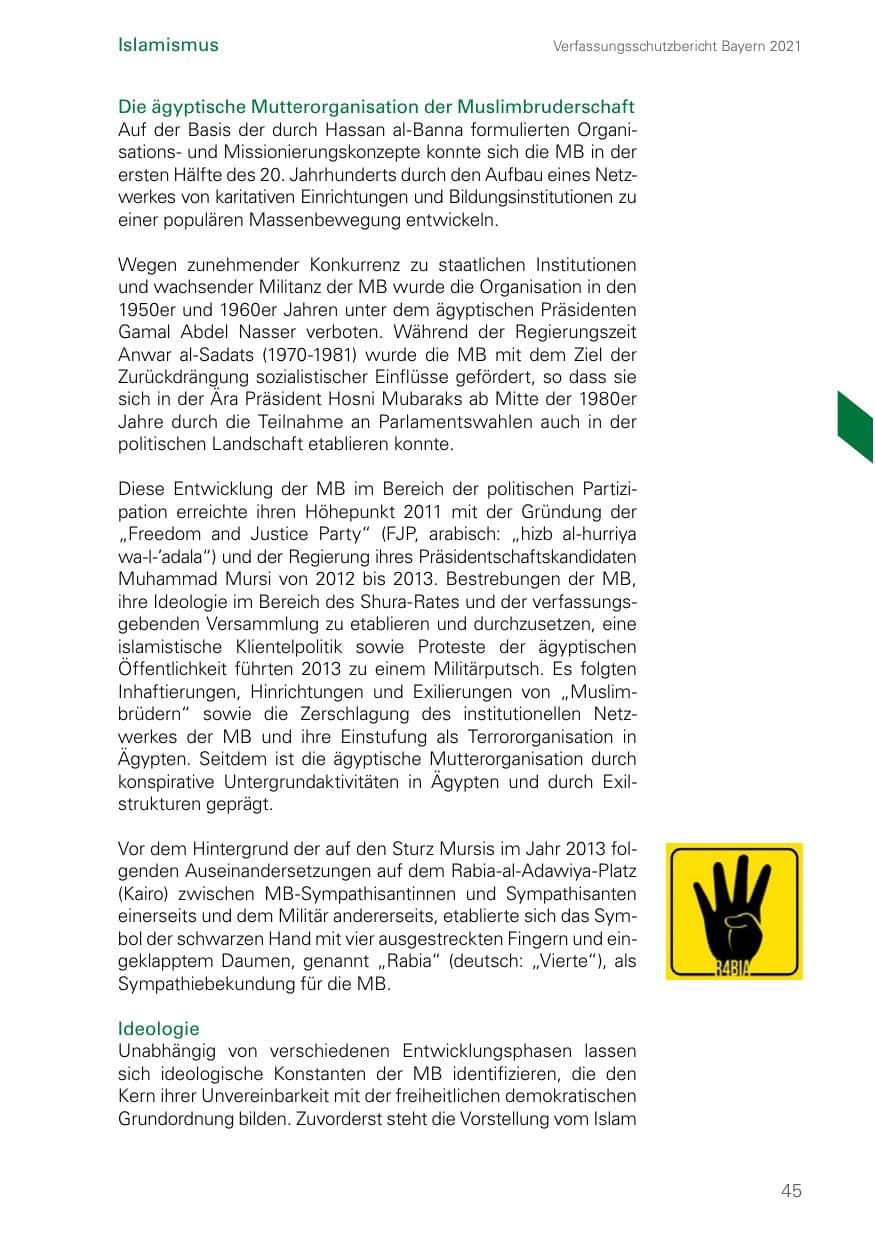 Seite 45 des Verfassungsschutzbericht 2021 Bayern