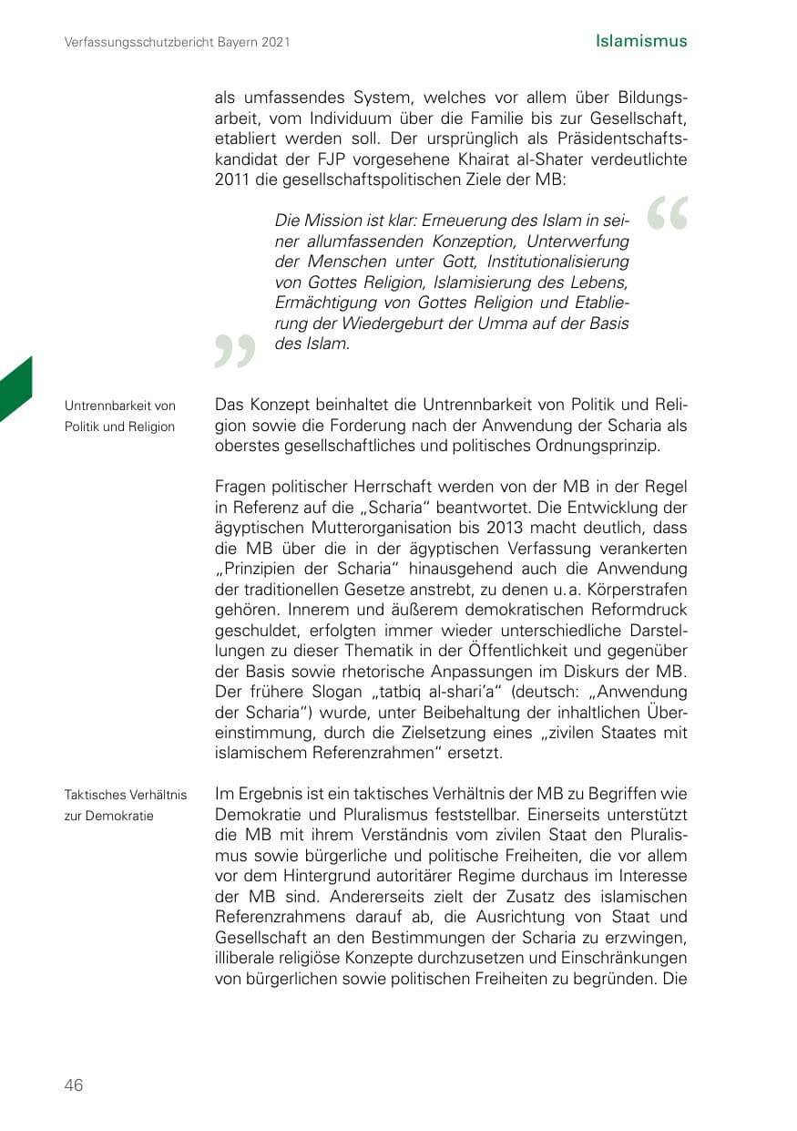 Seite 46 des Verfassungsschutzbericht 2021 Bayern