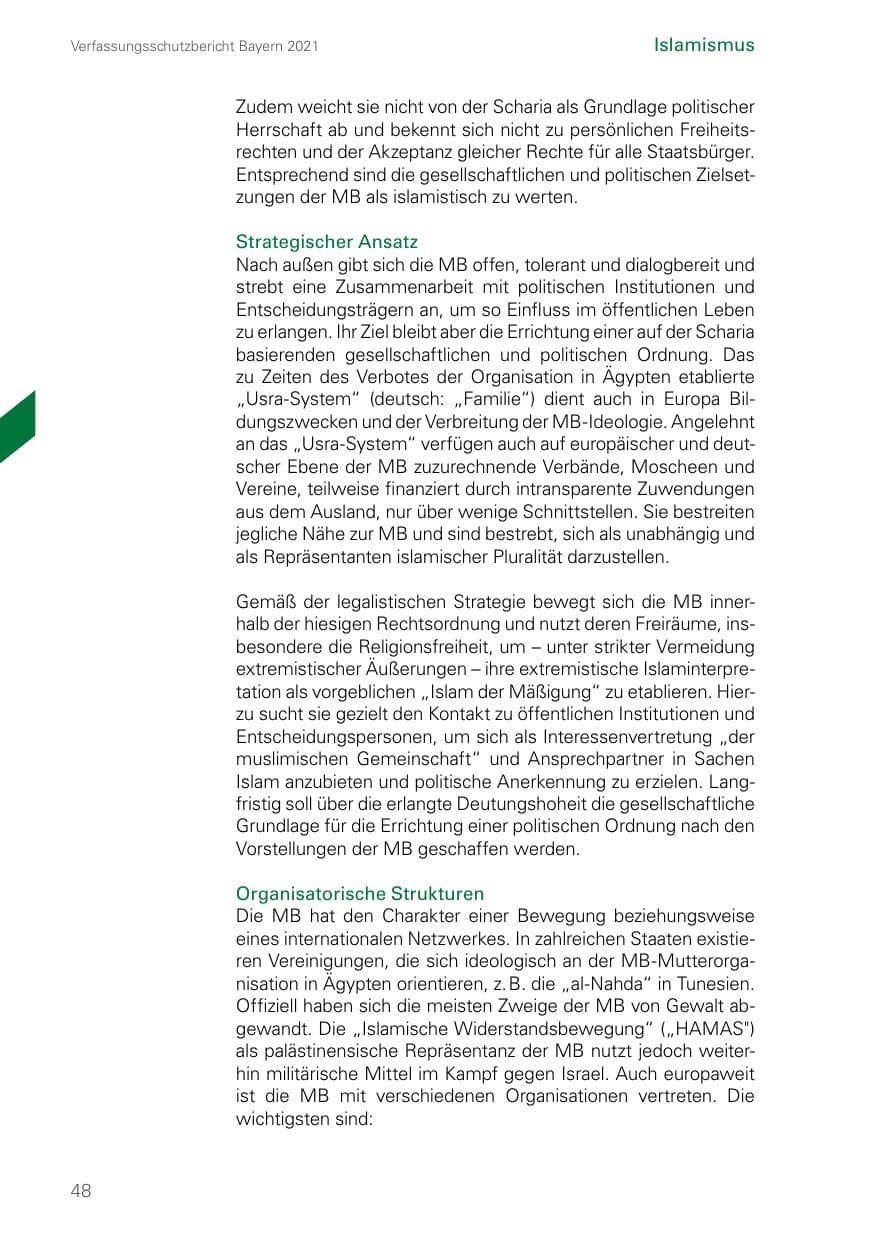 Seite 48 des Verfassungsschutzbericht 2021 Bayern