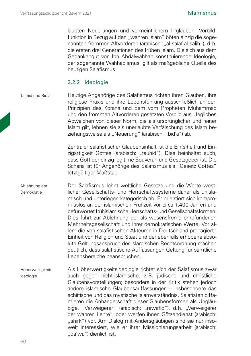 Seite 60 des Verfassungsschutzbericht 2021 Bayern