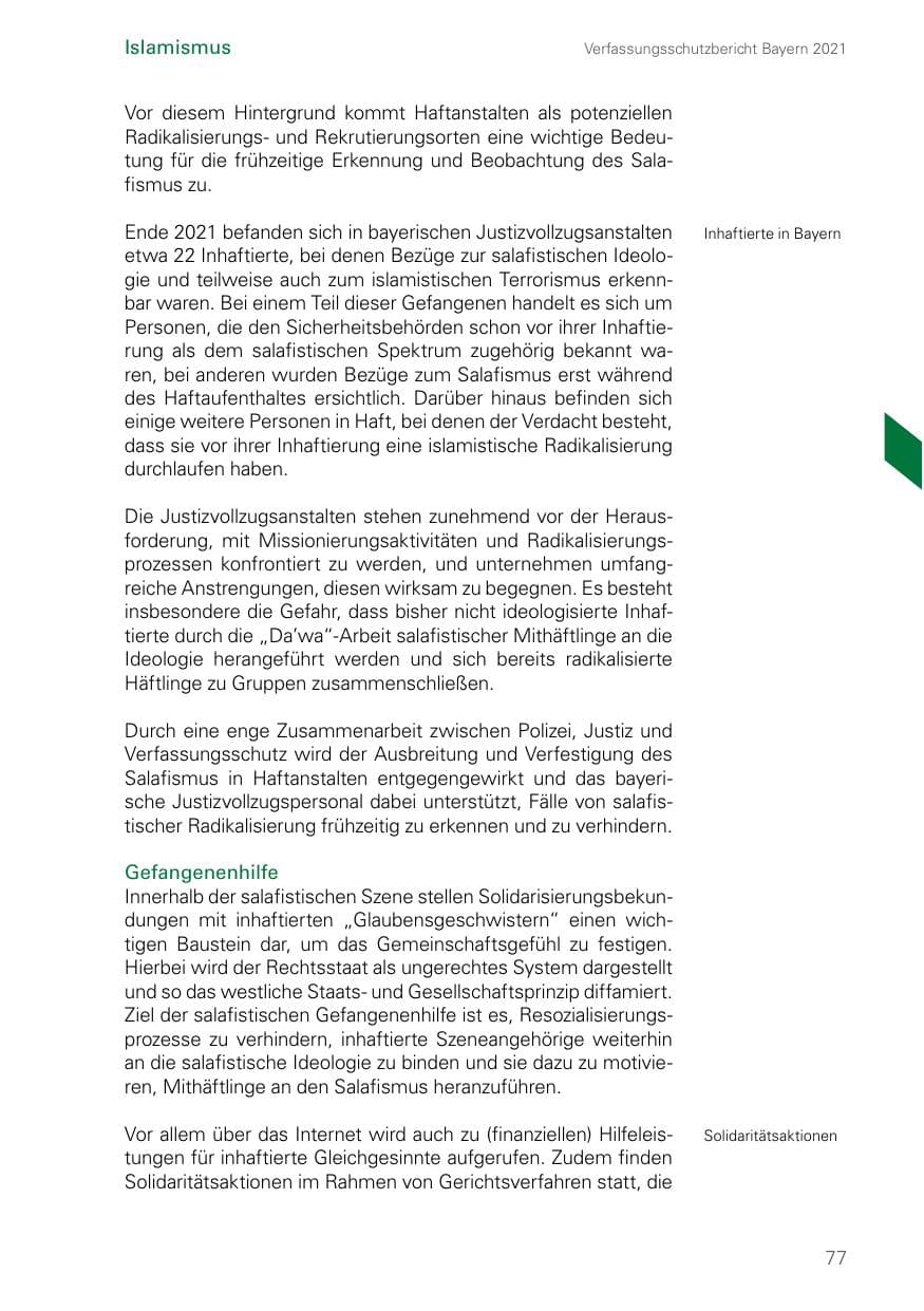 Seite 77 des Verfassungsschutzbericht 2021 Bayern