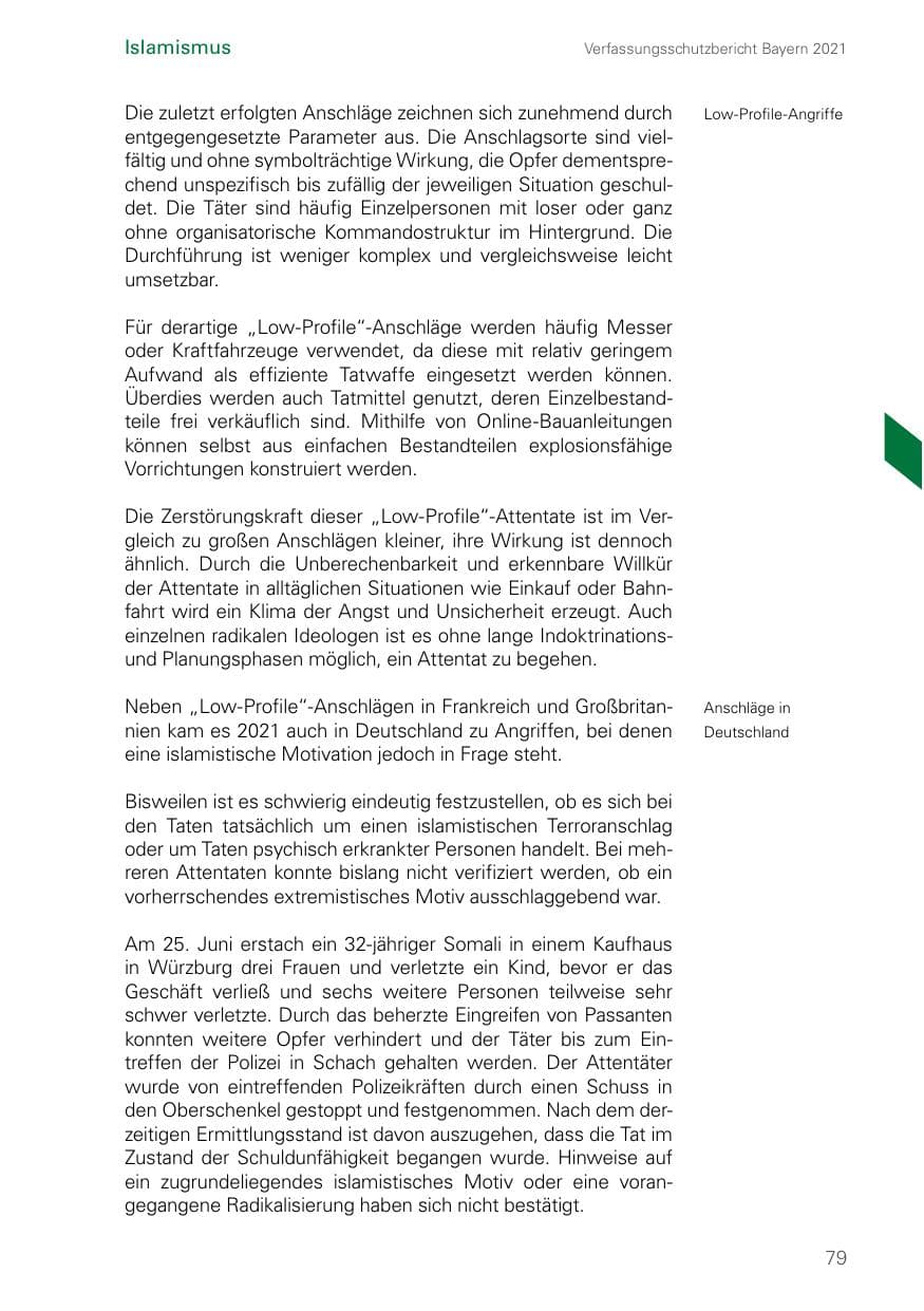 Seite 79 des Verfassungsschutzbericht 2021 Bayern