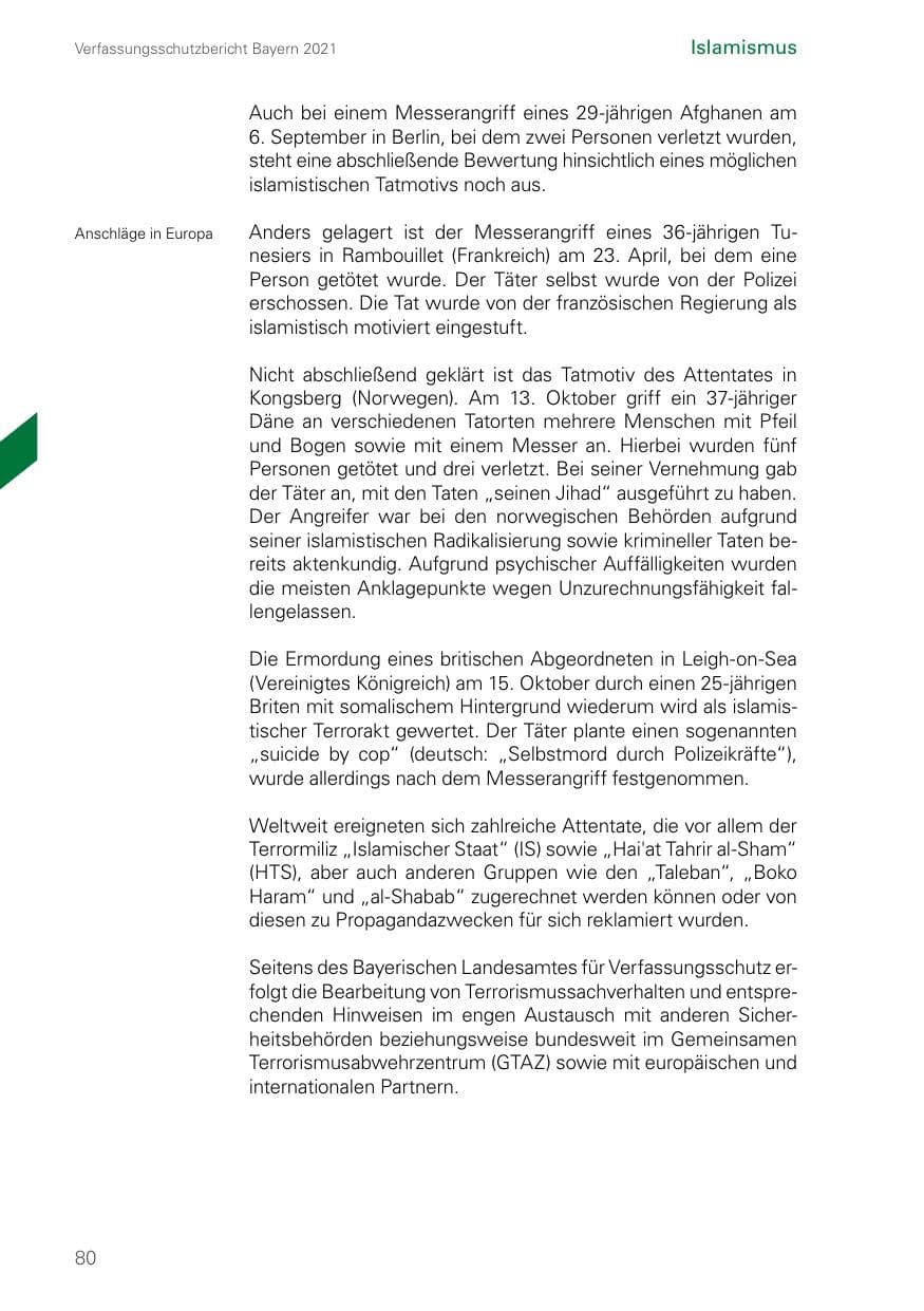 Seite 80 des Verfassungsschutzbericht 2021 Bayern