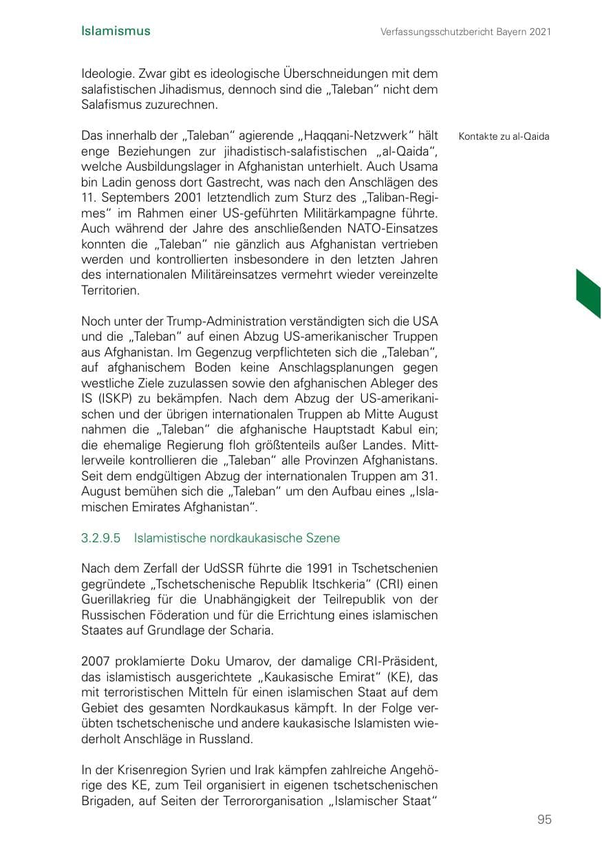 Seite 95 des Verfassungsschutzbericht 2021 Bayern