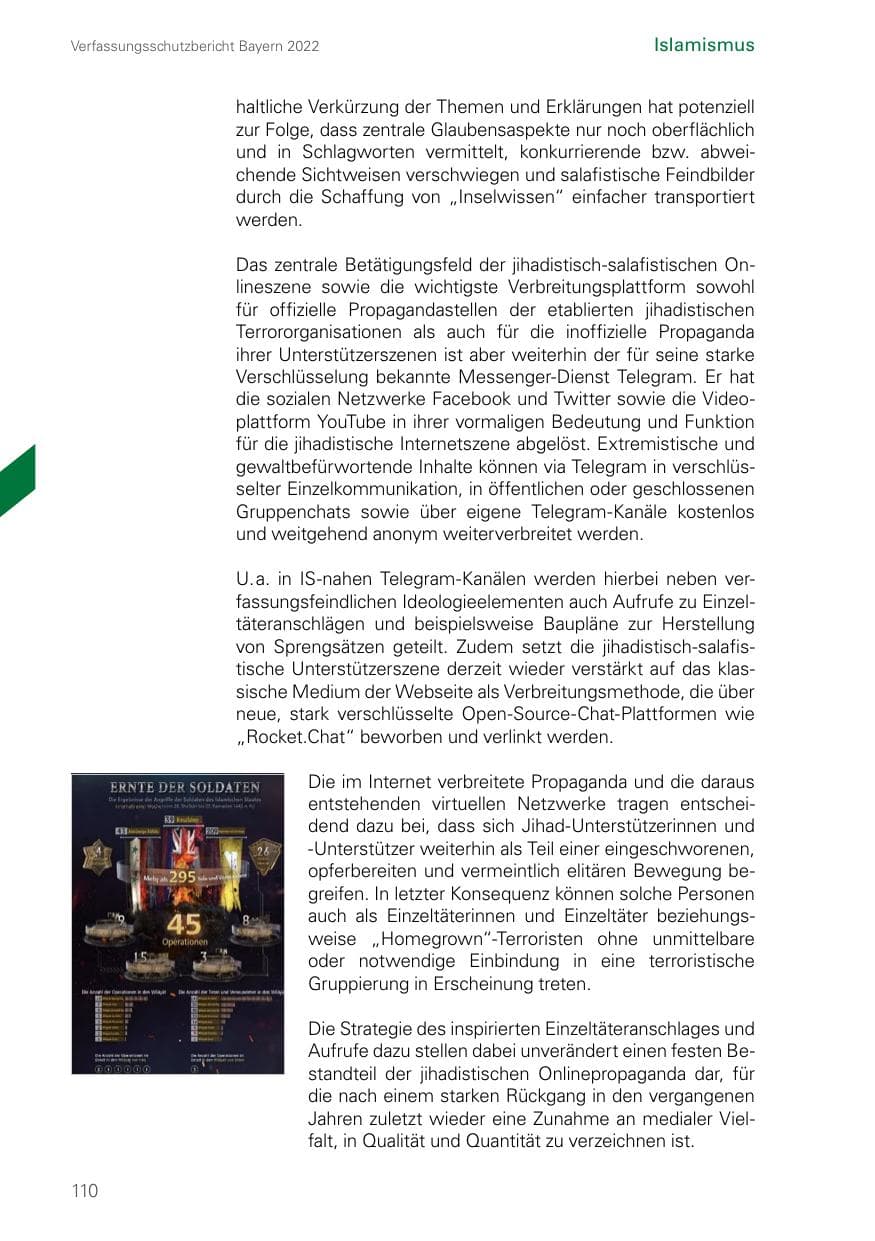 Seite 110 des Verfassungsschutzbericht 2022 Bayern