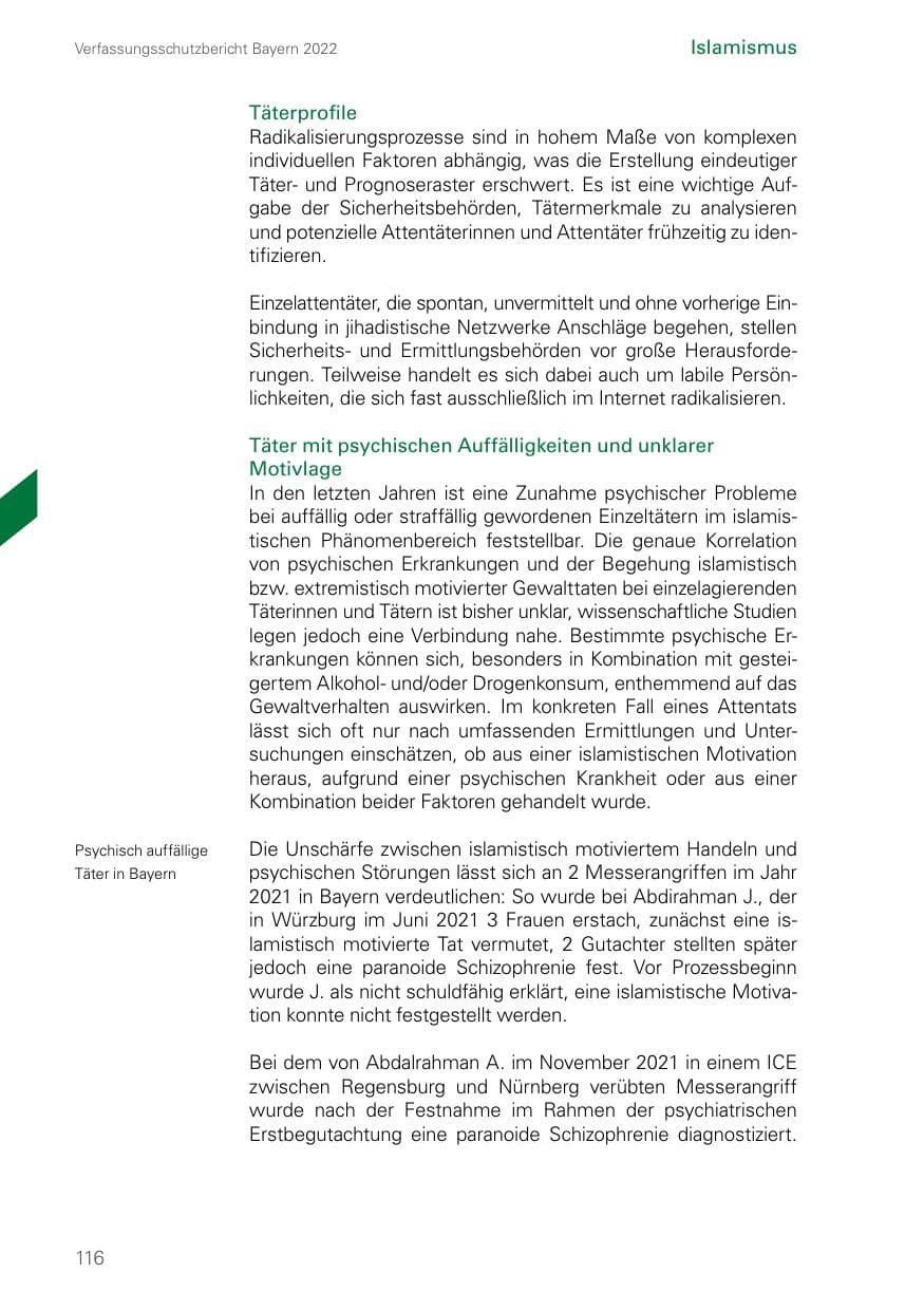 Seite 116 des Verfassungsschutzbericht 2022 Bayern